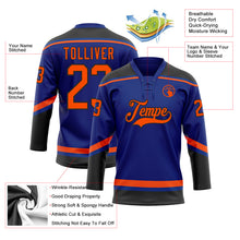 Load image into Gallery viewer, Custom Royal Orange-Black Hockey Lace Neck Jersey
