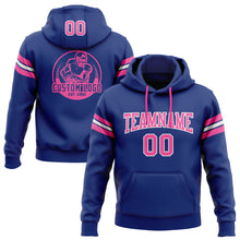 Load image into Gallery viewer, Custom Stitched Royal Pink-White Football Pullover Sweatshirt Hoodie