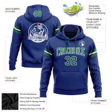 Load image into Gallery viewer, Custom Stitched Royal Kelly Green-White Football Pullover Sweatshirt Hoodie
