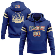 Load image into Gallery viewer, Custom Stitched Royal Vintage USA Flag City Cream-Black Football Pullover Sweatshirt Hoodie