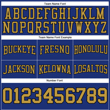 Load image into Gallery viewer, Custom Stitched Royal Old Gold-Black Football Pullover Sweatshirt Hoodie