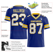 Laden Sie das Bild in den Galerie-Viewer, Custom Royal White-Yellow Authentic Football Jersey