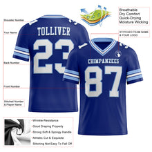 Laden Sie das Bild in den Galerie-Viewer, Custom Royal White-Light Blue Authentic Football Jersey