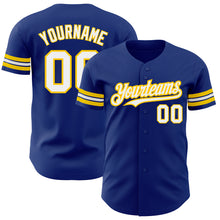 Charger l'image dans la galerie, Custom Royal White-Yellow Authentic Baseball Jersey