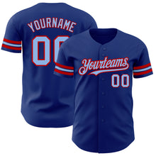 Load image into Gallery viewer, Custom Royal Light Blue-Red Authentic Baseball Jersey