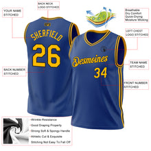 Загрузить изображение в средство просмотра галереи, Custom Royal Gold-Black Authentic Throwback Basketball Jersey