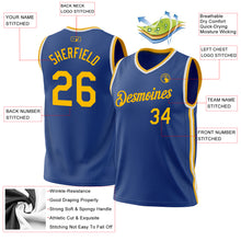 Laden Sie das Bild in den Galerie-Viewer, Custom Royal Gold-White Authentic Throwback Basketball Jersey