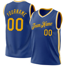 Laden Sie das Bild in den Galerie-Viewer, Custom Royal Gold-White Authentic Throwback Basketball Jersey