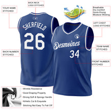 Laden Sie das Bild in den Galerie-Viewer, Custom Royal White Authentic Throwback Basketball Jersey