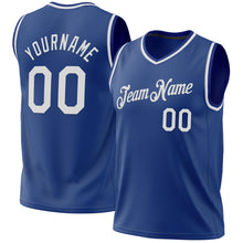 Laden Sie das Bild in den Galerie-Viewer, Custom Royal White Authentic Throwback Basketball Jersey