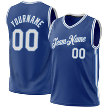 Загрузить изображение в средство просмотра галереи, Custom Royal White-Light Blue Authentic Throwback Basketball Jersey