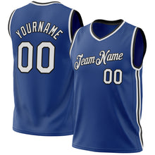 Загрузить изображение в средство просмотра галереи, Custom Royal White-Black Authentic Throwback Basketball Jersey