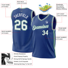 Загрузить изображение в средство просмотра галереи, Custom Royal Kelly Green-Gray Authentic Throwback Basketball Jersey