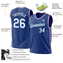 Load image into Gallery viewer, Custom Royal Purple-Teal Authentic Throwback Basketball Jersey
