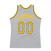 Load image into Gallery viewer, Custom Gray Gold-Black Authentic Throwback Basketball Jersey