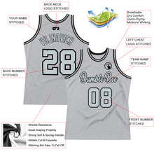 Load image into Gallery viewer, Custom Gray Silver-Black Authentic Throwback Basketball Jersey