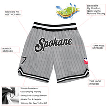 Laden Sie das Bild in den Galerie-Viewer, Custom Gray Black Pinstripe Black-White Authentic Basketball Shorts
