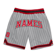 Laden Sie das Bild in den Galerie-Viewer, Custom Gray Black Pinstripe Red-White Authentic Basketball Shorts