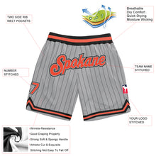 Laden Sie das Bild in den Galerie-Viewer, Custom Gray Black Pinstripe Orange-Black Authentic Basketball Shorts