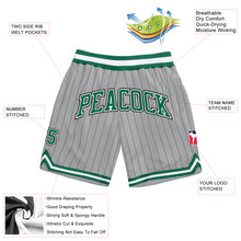 Laden Sie das Bild in den Galerie-Viewer, Custom Gray Black Pinstripe Kelly Green-White Authentic Basketball Shorts