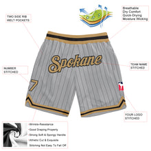 Laden Sie das Bild in den Galerie-Viewer, Custom Gray Black Pinstripe Old Gold-Black Authentic Basketball Shorts