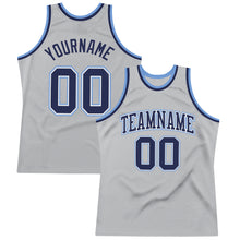 Charger l'image dans la galerie, Custom Gray Navy-Light Blue Authentic Throwback Basketball Jersey