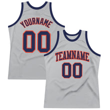 Загрузить изображение в средство просмотра галереи, Custom Gray Navy-Orange Authentic Throwback Basketball Jersey