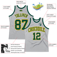 Laden Sie das Bild in den Galerie-Viewer, Custom Gray Green-Gold Authentic Throwback Basketball Jersey