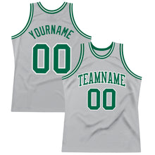 Load image into Gallery viewer, Custom Gray Kelly Green-White Authentic Throwback Basketball Jersey