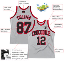 Load image into Gallery viewer, Custom Gray Black-Red Authentic Throwback Basketball Jersey