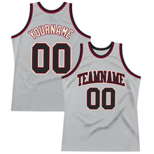 Load image into Gallery viewer, Custom Gray Black-Maroon Authentic Throwback Basketball Jersey