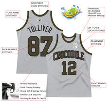 Load image into Gallery viewer, Custom Gray Olive-Black Authentic Throwback Basketball Jersey