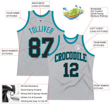Load image into Gallery viewer, Custom Gray Black-Teal Authentic Throwback Basketball Jersey