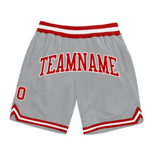Загрузить изображение в средство просмотра галереи, Custom Gray Red-White Authentic Throwback Basketball Shorts