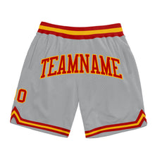 Загрузить изображение в средство просмотра галереи, Custom Gray Red-Gold Authentic Throwback Basketball Shorts