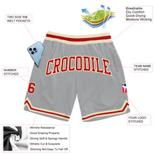 Загрузить изображение в средство просмотра галереи, Custom Gray Red-Cream Authentic Throwback Basketball Shorts