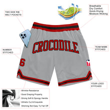 Load image into Gallery viewer, Custom Gray Red-Black Authentic Throwback Basketball Shorts