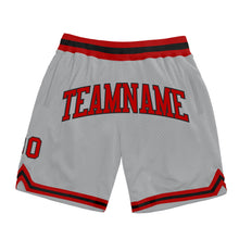 Load image into Gallery viewer, Custom Gray Red-Black Authentic Throwback Basketball Shorts