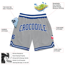 Laden Sie das Bild in den Galerie-Viewer, Custom Gray Royal-White Authentic Throwback Basketball Shorts