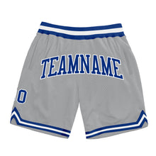 Laden Sie das Bild in den Galerie-Viewer, Custom Gray Royal-White Authentic Throwback Basketball Shorts