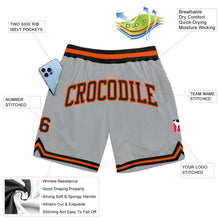 Load image into Gallery viewer, Custom Gray Black-Orange Authentic Throwback Basketball Shorts