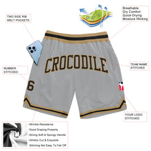 Load image into Gallery viewer, Custom Gray Black-Old Gold Authentic Throwback Basketball Shorts