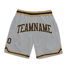 Load image into Gallery viewer, Custom Gray Black-Old Gold Authentic Throwback Basketball Shorts