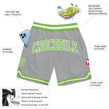 Загрузить изображение в средство просмотра галереи, Custom Gray Neon Green-White Authentic Throwback Basketball Shorts