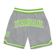 Загрузить изображение в средство просмотра галереи, Custom Gray Neon Green-White Authentic Throwback Basketball Shorts