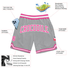 Laden Sie das Bild in den Galerie-Viewer, Custom Gray Pink-White Authentic Throwback Basketball Shorts