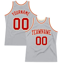 Загрузить изображение в средство просмотра галереи, Custom Gray Red-Cream Authentic Throwback Basketball Jersey