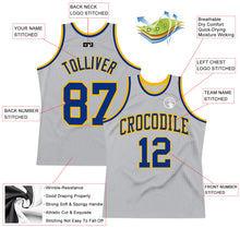 Charger l'image dans la galerie, Custom Gray Royal-Gold Authentic Throwback Basketball Jersey