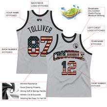 Laden Sie das Bild in den Galerie-Viewer, Custom Gray Vintage USA Flag-Black Authentic Throwback Basketball Jersey