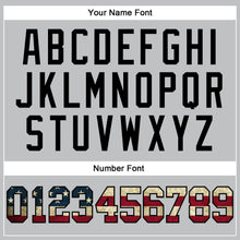 Laden Sie das Bild in den Galerie-Viewer, Custom Gray Vintage USA Flag-Black Authentic Throwback Basketball Jersey